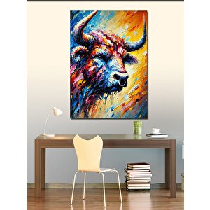 Kanvas Tablo Renkli Boğa Ve Soyut Enerji 50x70 cm