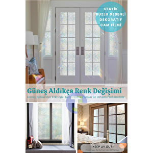 Technojet Statik Buzlu Desenli Cam Kaplama Filmi Duşa Kabin Ofis Balkon Dekorasyon Folyo 60cmx100cm