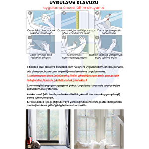 Technojet Statik Buzlu Desenli Cam Kaplama Filmi Duşa Kabin Ofis Balkon Dekorasyon Folyo 60cmx100cm