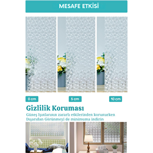 Technojet Statik Buzlu Desenli Cam Kaplama Filmi Duşa Kabin Ofis Balkon Dekorasyon Folyo 60cmx100cm