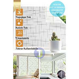 Statik Buzlu Desenli Cam Kaplama Filmi Duşa Kabin Ofis Balkon Dekorasyon Folyo 60cmx100cm Beyaz