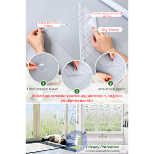 Technojet Statik Buzlu Desenli Cam Kaplama Filmi Duşa Kabin Ofis Balkon Dekorasyon Folyo 60cmx100cm