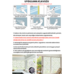 Technojet Statik Buzlu Desenli Cam Kaplama Filmi Duşa Kabin Ofis Balkon Dekorasyon Folyo 60cmx100cm