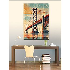 Kanvas Tablo Kırmızı Köprü Ve Geometrik Sanat 50x70 cm