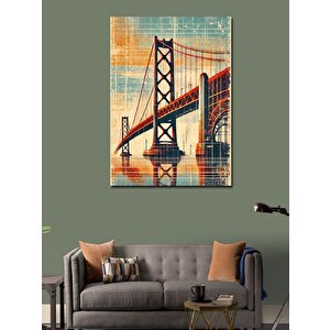 Kanvas Tablo Kırmızı Köprü Ve Geometrik Sanat 50x70 cm