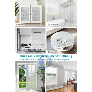 Technojet Statik Buzlu Desenli Cam Kaplama Filmi Duşa Kabin Ofis Balkon Dekorasyon Folyo 60cmx100cm