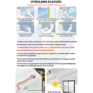 Technojet Statik Buzlu Desenli Cam Kaplama Filmi Duşa Kabin Ofis Balkon Dekorasyon Folyo 60cmx100cm