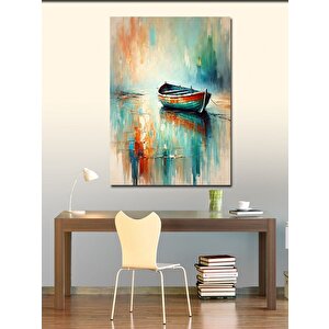 Kanvas Tablo Manzaralı Küçük Tekne 100x140 cm