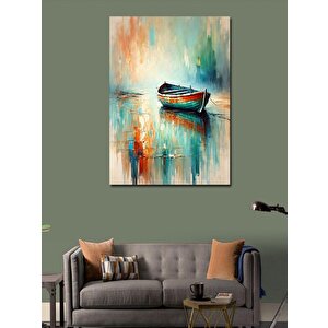 Kanvas Tablo Manzaralı Küçük Tekne 100x140 cm