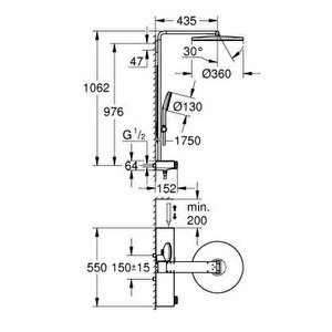 Grohe Rainshower Aqua Pure Duvara Monte Termostatlı Duş Sistemi - 1009640000