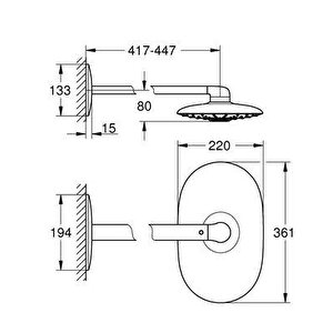 Grohe Rainshower Duo 360 Tepe Duşu Seti, 2 Akışlı- 26254000