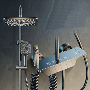 Antresi̇t Pi̇yano Fonksi̇yonel Akilli Duş Si̇stem Banyo Batarya Robot Yağmurlama 4 Mod Pvd Gri̇