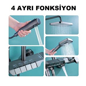 Antresi̇t Pi̇yano Fonksi̇yonel Akilli Duş Si̇stem Banyo Batarya Robot Yağmurlama 4 Mod Pvd Gri̇