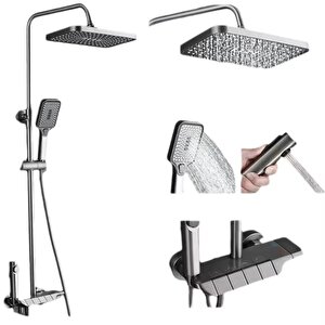 Antresi̇t Pi̇yano Fonksi̇yonel Akilli Duş Si̇stem Banyo Batarya Robot Yağmurlama 4 Mod Pvd Gri̇