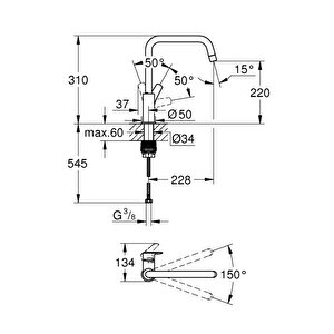 Grohe Eurosmart Tek Kumandalı Eviye Bataryası - 30567000