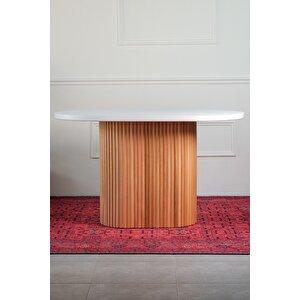 Mirla Oval Ahsap Natural Masa 80x130
