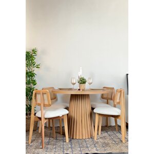 Monaco Ahşap Natural Masa Sandalye Takımı 90x90