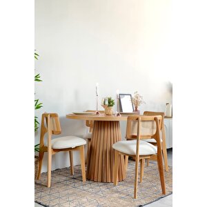 Monaco Ahşap Natural Masa Sandalye Takımı 90x90