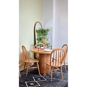 Oslo  Ahsap Natural Masa Sandalye Takımı 100x100