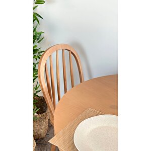 Oslo  Ahsap Natural Masa Sandalye Takımı 100x100