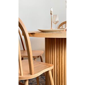 Oslo  Ahsap Natural Masa Sandalye Takımı 100x100