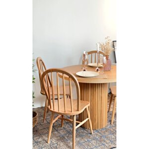 Oslo  Ahsap Natural Masa Sandalye Takımı 100x100