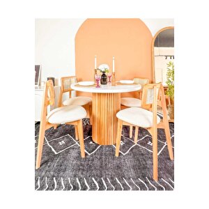 Mirla Natural Beyaz Ahsap Yuvarlak Masa Takımı 100x100
