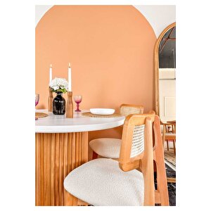 Mirla Natural Beyaz Ahsap Yuvarlak Masa Takımı 100x100