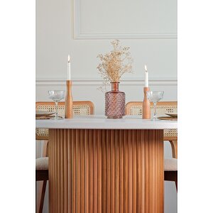 Mirla Oval Ahsap Natural Masa Sandalye Takımı 80x130