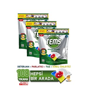 Bulaşık Makinesi Kapsül Deterjanı 36'lı X 3 Paket (108 Yıkama)