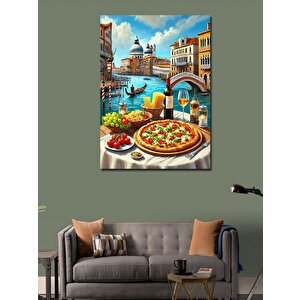 Kanvas Tablo Venedik'te İtalyan Sofrası 100x140 cm