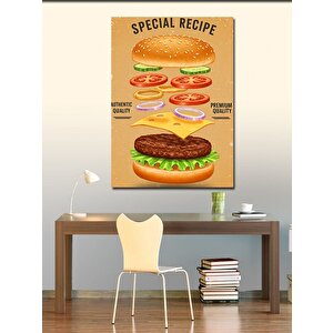 Kanvas Tablo Özel Tarif Hamburger Posteri 100x140 cm