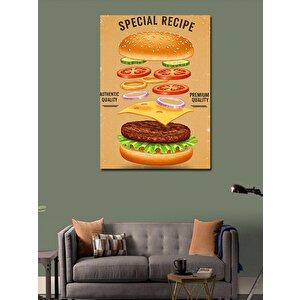 Kanvas Tablo Özel Tarif Hamburger Posteri 100x140 cm