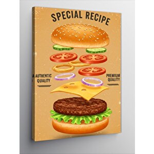 Kanvas Tablo Özel Tarif Hamburger Posteri 70x100 cm