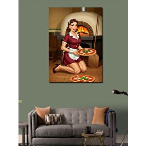 Kanvas Tablo Pizzacı Kadın Ve Fırın 100x140 cm