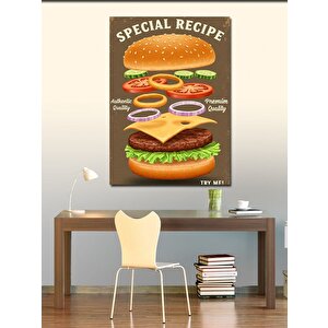 Kanvas Tablo Özel Tarifle Hamburger Posteri 100x140 cm