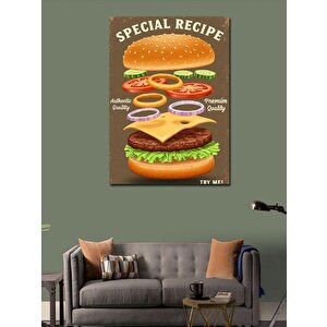 Kanvas Tablo Özel Tarifle Hamburger Posteri 100x140 cm