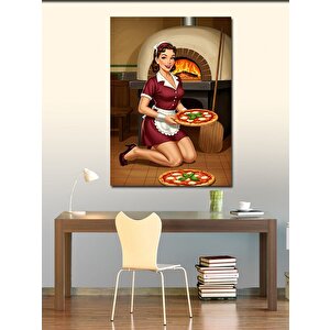 Kanvas Tablo Pizzacı Kadın Ve Fırın 70x100 cm