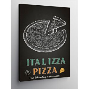 Kanvas Tablo Pizza Çizimi Ve Lezzet 70x100 cm