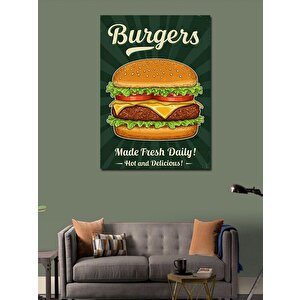 Kanvas Tablo Hamburger Afişi "made Fresh Daily" 50x70 cm