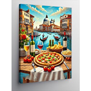 Kanvas Tablo Venedik'te İtalyan Sofrası 100x140 cm