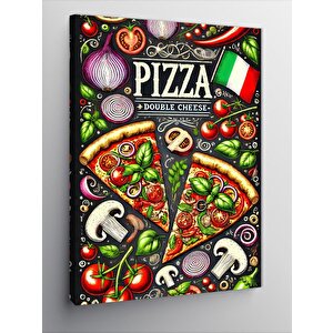 Kanvas Tablo Çift Katlı Pizza Afişi 70x100 cm