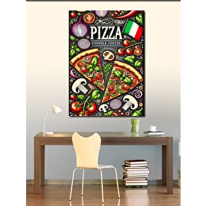 Kanvas Tablo Çift Katlı Pizza Afişi 70x100 cm
