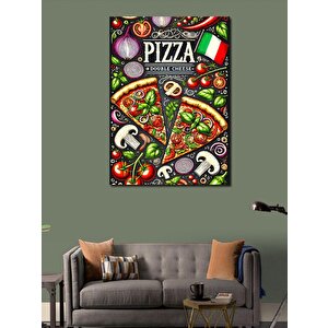 Kanvas Tablo Çift Katlı Pizza Afişi 70x100 cm