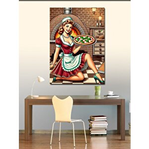 Kanvas Tablo Pizza Servis Eden Kadın 50x70 cm