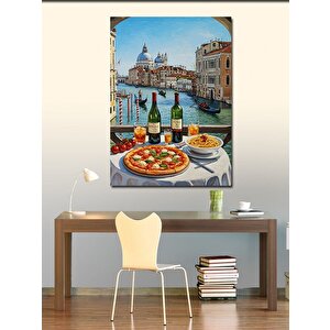 Kanvas Tablo Venedik Manzarası Ve İtalyan Sofrası 100x140 cm