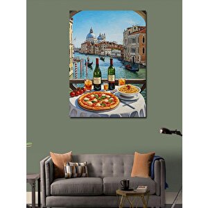 Kanvas Tablo Venedik Manzarası Ve İtalyan Sofrası 100x140 cm