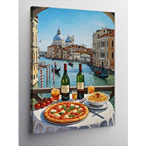 Kanvas Tablo Venedik Manzarası Ve İtalyan Sofrası 70x100 cm
