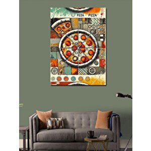 Kanvas Tablo Pizza Ve Geometrik Desen 100x140 cm