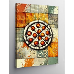 Kanvas Tablo Pizza Dilimleri Çizimi 100x140 cm